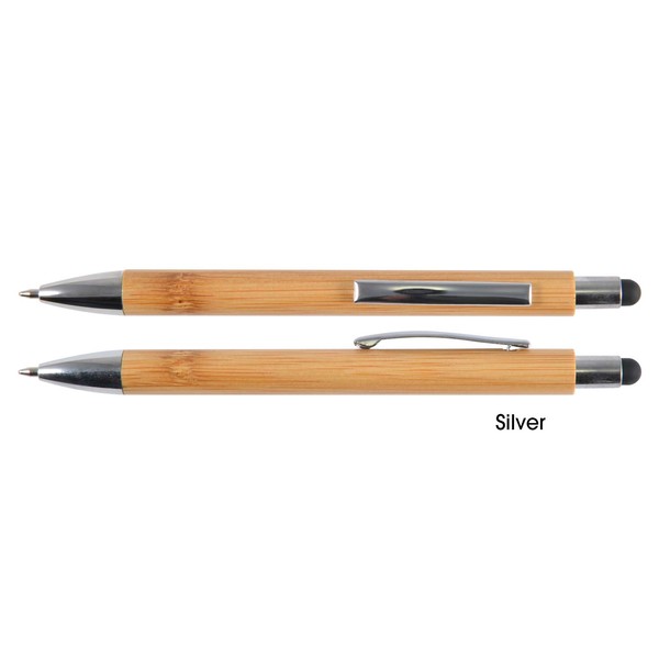 Bamboo Student click pen with stylus - silver